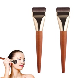 TVETE Foundation Brush, Liquid Foundation Brush, Flat Type, 2 Pieces, Ultra Fine Foundation Brush, Flat Makeup Brush, Professional Foundation Brush, Cosmetic Tools, Soft Hair, Natural Fit