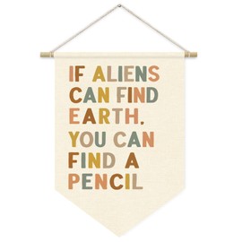 ETVISO Funny Classroom Banner, Meme Lingo For Classroom, If Aliens Can Find Earth You Can Find A Pencil, Wall Hanging Pennant Flag Banner Artwork Math Classroom Middle School Wall Decor