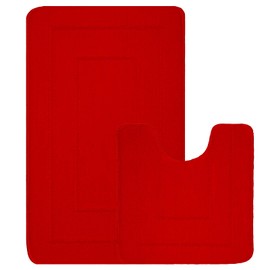 EDS 2 Piece Ichra Bath Mat Set Non Slip Ultra Soft Bathroom Mats Extra Absorbent 100% Polypropylene Toilet Mat Set Washable Toilet Rug Bathroom Accessory (BURGUNDY)