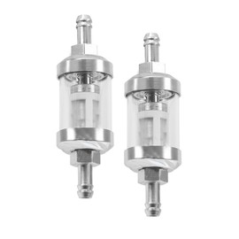 2Pcs Automotive Fuel Filter, Detachable Washable Metal Glass Vehicle Inline Waterproof Fuel Filters 1.1" x 3.46" x 0.31", Universal Car Accessories Replacement for Truck Motorcycle SUV Car (Silver)