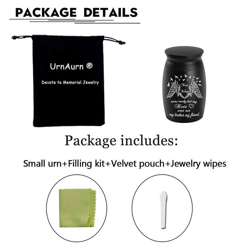 Urns for Brother Ashes, 2.8“ High Small Funeral Cremation Urns,