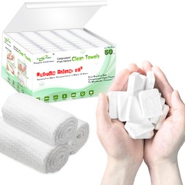 Fancyou Compressed Cleaning Wipes, XL, Pack of 50, Ultra Soft Disposable Face Cloth, Thickened Cotton Face Towels, Biodegradable Towel, Travel Towel for Outdoor Use (DE-CT-XL-N-50)