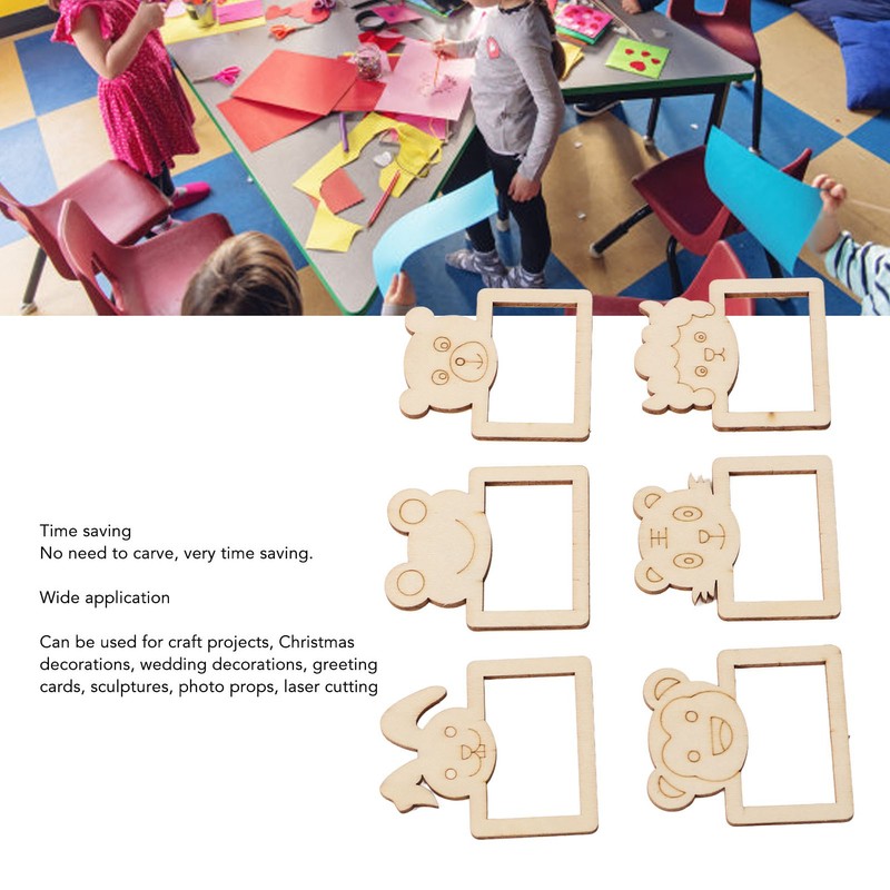 100pcs Wooden Cartoon Animal Photo Frame Decorative Hand Painting Photo