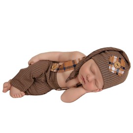 Zeroest Newborn Boy Photo Outfit Props Baby Boy Photography Outfit Photo Shoot Boy Pictures Suspenders Pants Sleeping Hat (Brown)