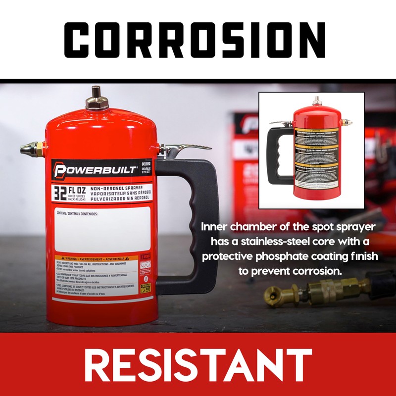 Powerbuilt 1 Quart Refillable Non-Aerosol Pressurized Sprayer for Oil, Lubricants,