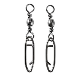 QISHUO High Strength Fishing Swivels Stainless Clips Steel Snap Swivels Barrel Connector Saltwater Swivel Fishing Rolling Black Nickel, 50pcs, 51lbs