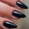 GLAMERMAID Black Press on Nails Medium Almond, Gloss Dark Fake