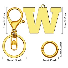 Dabihu Initial Monogram Letter Keyring Alphabet Keychain Stainless Steel Letter Pendant with Key Ring for Car Key Handbag Backpack Bag Purse Initial Letter W