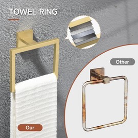 TQKAG 7-Pieces Brushed Gold Bathroom Hardware Accessories Set 23.6" SUS304 Stainless Steel Towel Bar Set Toilet Paper Spare Rolls Storage Holder Wall Mounted