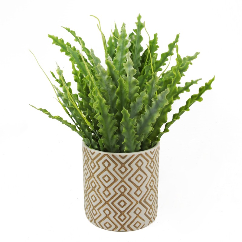 Leaf Ceramic Planters, 12cm Grey Geometric