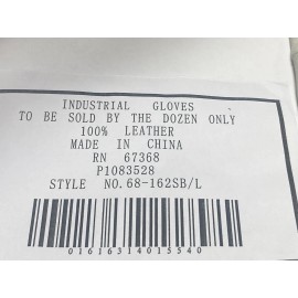 Protective Industrial Products 12-Pairs PIP 68-162SB/L, Top Grain Leather Gloves, Made with Kevlar Stitching