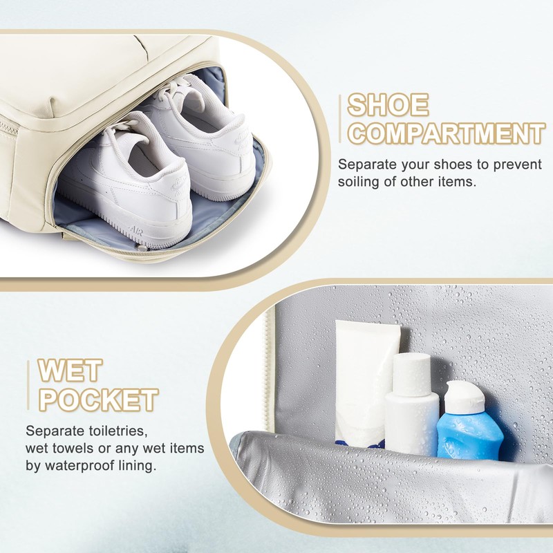 wepadre Beige Mochila De Viaje Travel Backpack Carry On Flight