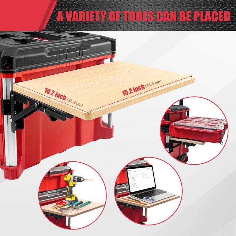 Heavy Duty Foldable Work Table Compatible with Milwaukee Packout Toolbox,Side