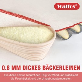 Walfos® Professional Fermentation Cloth for Baking Bread, Linen Cloth for Dough Fermentation, Dough Cloth Baker's Lines for Dough, Baguette and Baking (75 x 45 cm, Pack of 2)