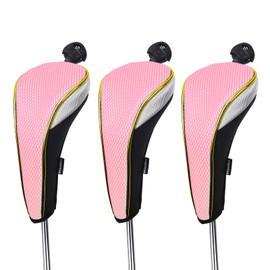 Andux 3Pcs/Set Gold Golf Hybrids Club Head Covers with Dial No. Tag MT/HY11 (Pink)