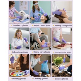wcy Nitroshield Purple Disposable Nitrile Gloves Small 5Mil Powder-Free Exam Gloves - Medical, Food Prep,Cooking,Cleaning - 50pcs