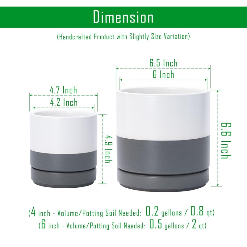 D'vine Dev 4.7 Inch & 6.5 Inch Ceramic Planter Pots