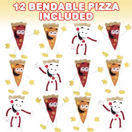 ArtCreativity Bendable Pizza Figures, Set of 12, Bendable Toys for Kids, Pizza Party Favors for Boys and Girls, Stress Relief Fidget Toys for Kids, Goodie Bag Stuffers, and Pinata Fillers