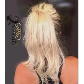 Queen C AIRess Ash Blonde Lightweight Human Hair Ponytail Extension Fine Hair