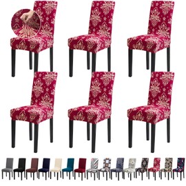 Fafua Chair Covers, Dining Room Chair Covers, Stretch Kitchen Chair Covers/Dining Room Chair Covers Set of 6, Removable Washable Dining Chair Slipcovers for Home, Hotel, Banquet