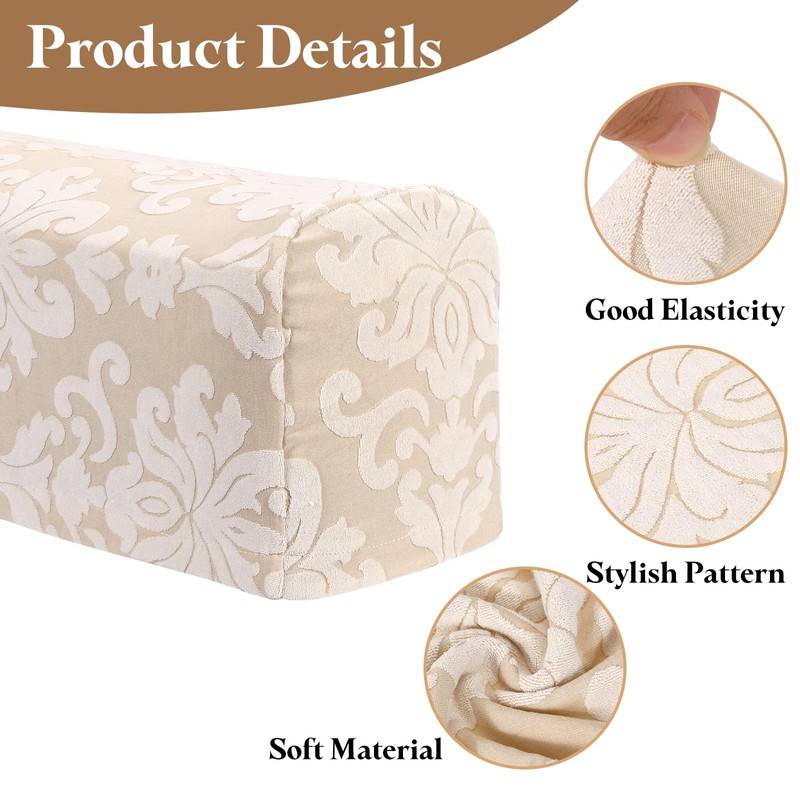 uxcell 4Pcs Stretch Armrest Covers, Polyester Vintage Jacquard Soft Couch