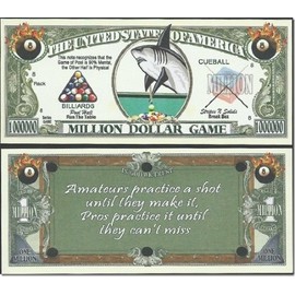 Pool Shark "Billiards" Novelty $Million Dollar Bill Collectible