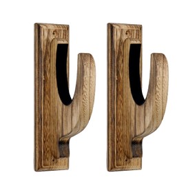 Wealrit 2 Pcs Wood Curtain Rod Brackets Wooden Drapery Rod Brackets Wooden Curtain Rod Support Wooden Rod Holders for 2.2" Pole