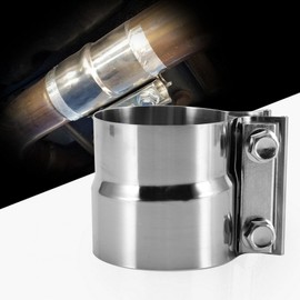 Tbest 80 mm Exhaust Clamp, Universal Car Stainless Steel Exhaust Pipe Clamp, Overlap Joint Band Clamp, Exhaust Pipe Clamp (3 Inches), Silver