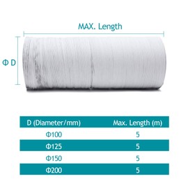 HG POWER 16.5 Foot Duct Silencer Flexible Ducting Hose Noise Reducer Hose Silencer for Inline Duct Fan (4 inch, White)