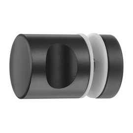 sourcing map Glass Door Handles, Round Sliding Shower Doors Knob Single Side Pull Handles with Screw Hardware Replacement Parts for 6-18mm Bathroom Glass Door（Black，Column Type）