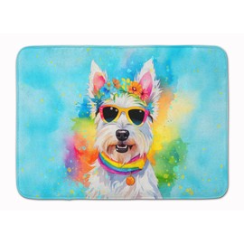 Caroline's Treasures Westie Hippie Dawg Memory Foam Kitchen Mat Machine Washable Anti-Fatigue Mat Cushion Comfort Bath Mat or Kitchen Rug