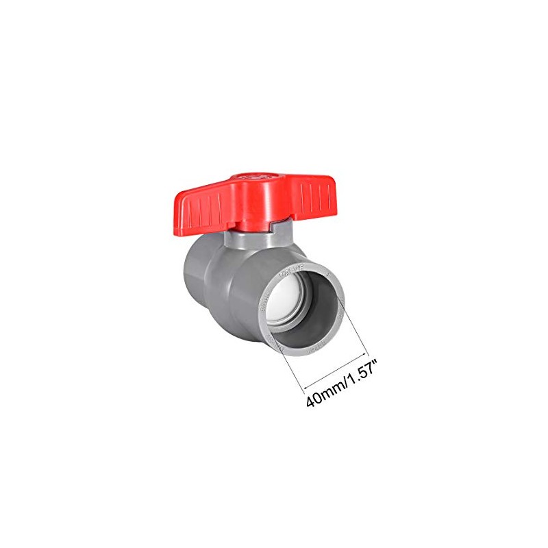 sourcing map 40mm PVC Ball Valve for Water Supply Pipe,