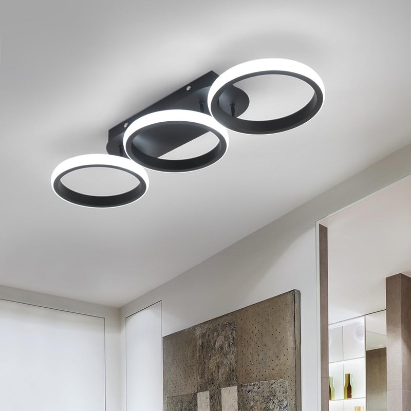 Kaniker Modern LED Ceiling Light, 3-Round Rings Flush Mount Ceiling