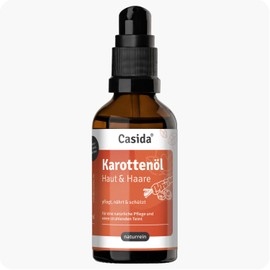 Casida Karottenöl 50ml Haut & Haare - naturrein- Mischung aus Karottensamenöl und Karottenwurzel Extrakt - natürliche Pflege & Selbstbräuner- vegan