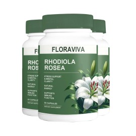 Floravida Rhodiola Rosea Capsules 3-Pack – 180 Count Natural Adaptogen for Energy, Focus & Mood Support – Helps Reduce Stress & Enhance Mental Clarity