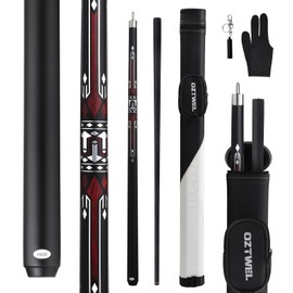 Pool Cue Stick with Case, 13mm Glass Fiber Pool Cue Stick, Pool Cue Kit, Billiard Cue Stick with Case, 58" Professional Billiards Low Deflections Cue Stick with Gloves, Aerator, 19 Oz (RED)