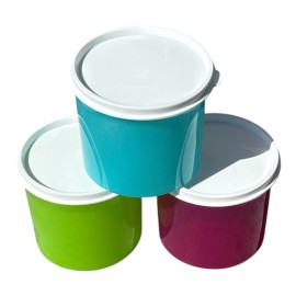 Tupperware New Tupperware Set of 3 Mini Canisters Bright Colors Rainbow with Seal Tops