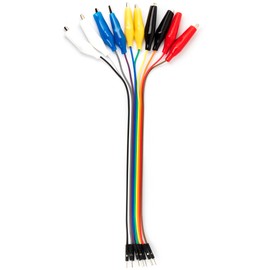 risingsaplings Breadboard Alligator Clip to Dupont Wire 10 Pins Male and Female Header Test Leads for Multimeters, Power Supply, LED Strips, Arduino Lilypad and Raspberry Pi