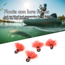 equlup Fly Fishing Yarn, 4pcs 33mm/1.3in Yarn Strike Indicators Fly Dry Fishing Float Yarn Strike Indicators Drift Hook Positioning Floats Bobbers for Fresh Saltwater (Orange)