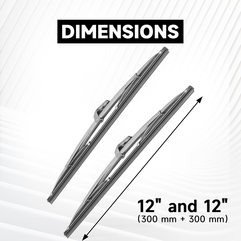 12" and 12" Vintage Front Windshield Wipers (Pack of 2),