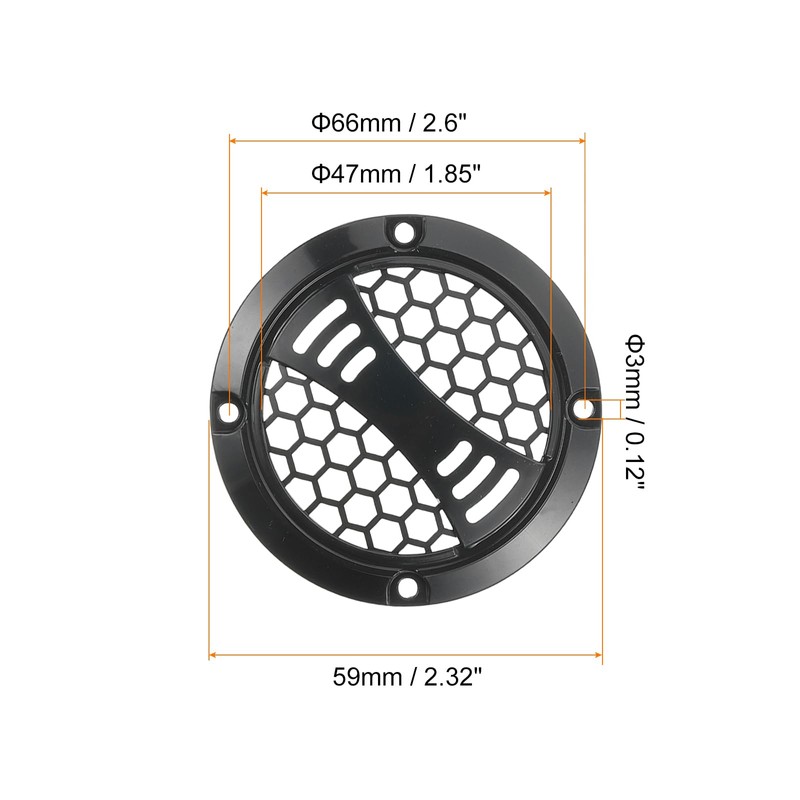 sourcing map 2 Pcs 2inch Black Speaker Grill Mesh Plastic