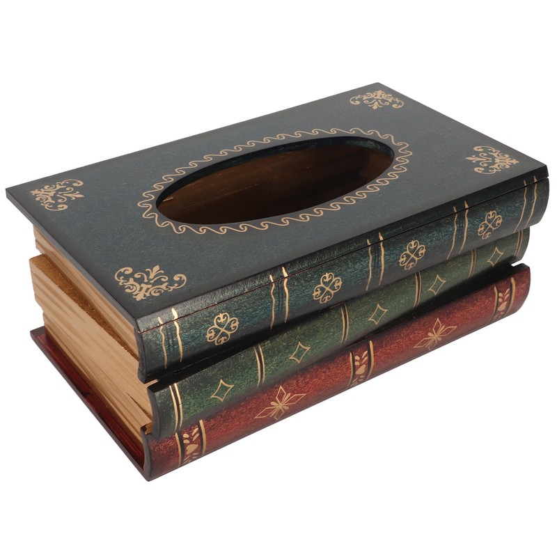 Book Tissue Box Cover Antique Rectangular Dispenser Napkin Holder for