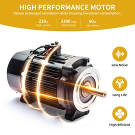 DWVO 8 Inch Utility Blower Exhaust Fan, Extractor Fans High Velocity, Portable Ventilation Fan with 16FT (5M) Ventilator Duct Hose for Industrial Use, Paint Booths, and Workshops
