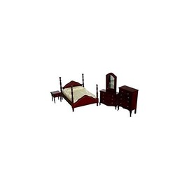 Aztec Imports, Inc. Dollhouse Miniature 5 Piece Mahogany Bedroom Set