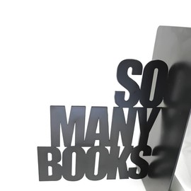 So Many Books, So Little Time Bookends, Decorative Metal Book Ends Supports for Shelves, Heavy Duty Bookend Holder