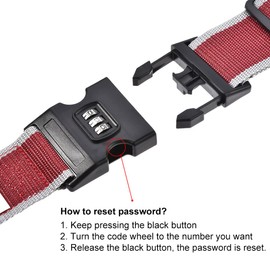 sourcing map Luggage Strap Suitcase Belt with Buckle, Combination Lock, 2Mx5cm Adjustable PP Travel Bag Packing Accessory, Red Gray
