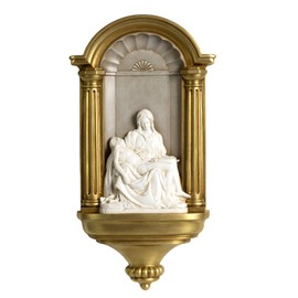 ShineOnAngel La Pieta Michelangelo’s Holy Jesus Virgin Mary Sculptures Hand Painted Christian Gift Home Decor 14 inch Wall Sculpture