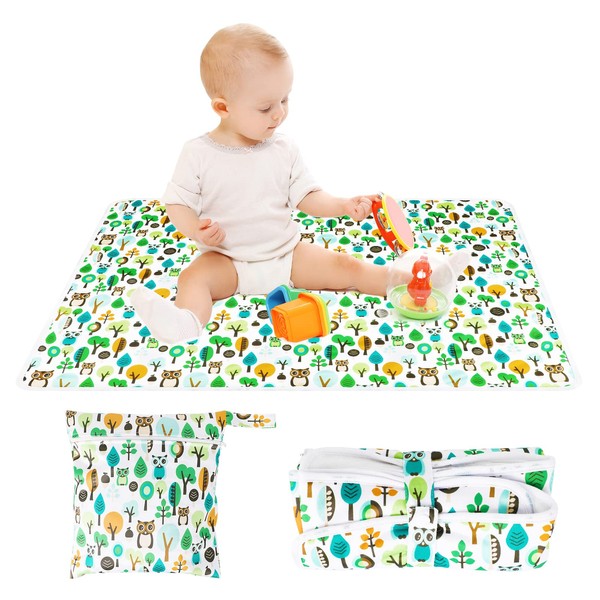 Waterproof Washable Sheet Incontinence Bed Protector Crib Mattress Sheets for Baby Toddler Children Adult Pet Cot Bed Nursery Sleep Supersoft Pad Silent Night Safe Excellent Liquid Absorption (owl)