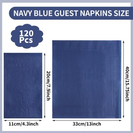 NatNarr 120 Pcs Navy Blue Napkins Disposable Blue Dinner Napkins Decorative Guest Bathroom Napkins Navy Napkins for Wedding, Bridal or Baby Shower, Bathroom, Kithchen