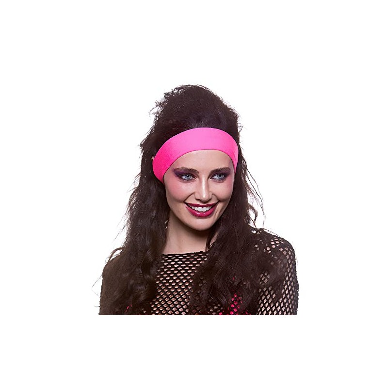 Wicked Costumes Adults 80's Neon Pink Headband - Fancy Dress